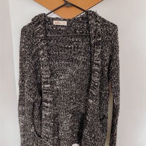 Hollister Hooded black and white cardigan
